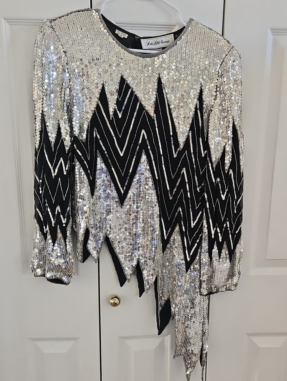 Saks 5th Ave Vintage 100% Silk Sequin Top